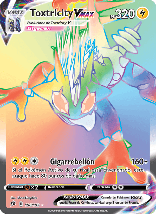 Toxtricity VMAX, card 196 from Choque Rebelde