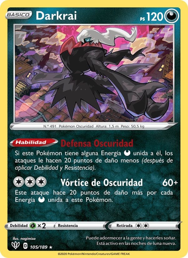 Darkrai, card 105 from Oscuridad Incandescente