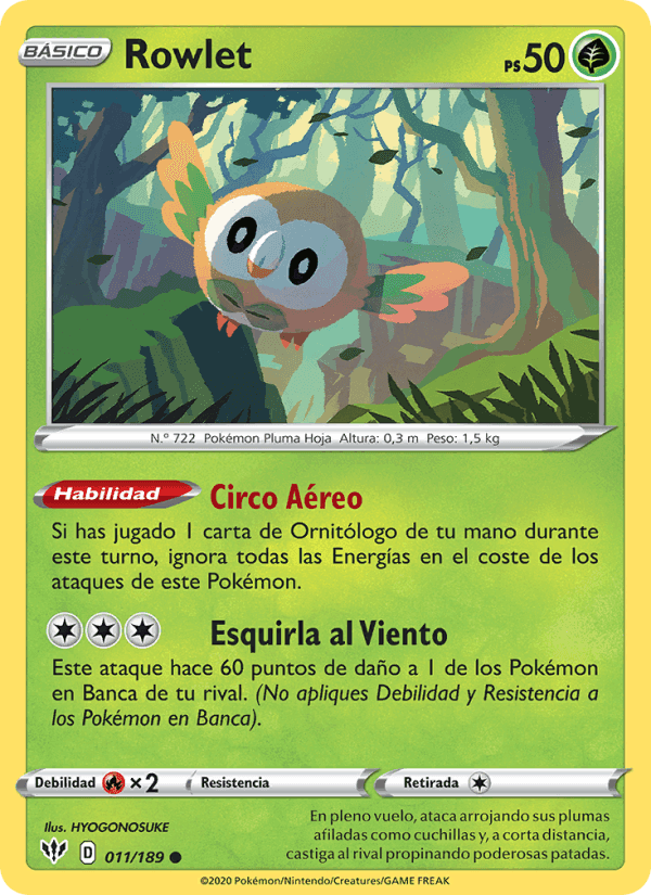 Rowlet, carta 11 de Oscuridad Incandescente