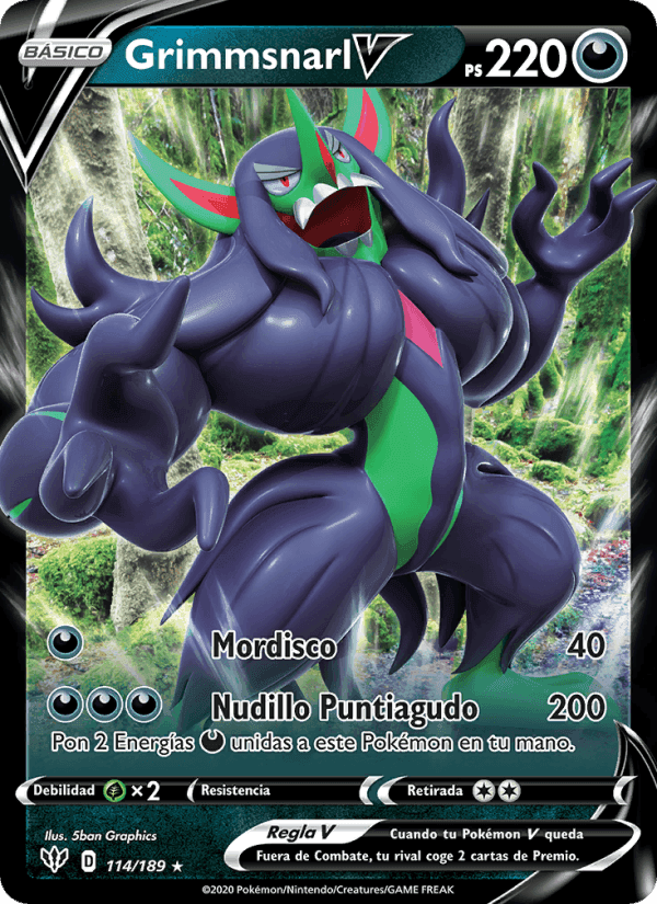 Grimmsnarl V, card 114 from Oscuridad Incandescente