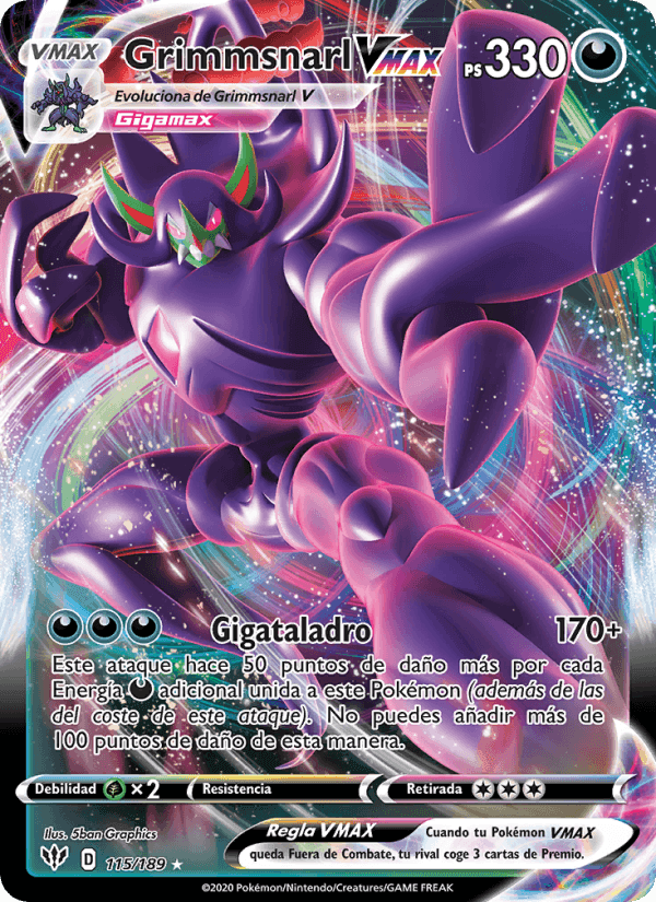 Grimmsnarl VMAX, carta 115 de Oscuridad Incandescente