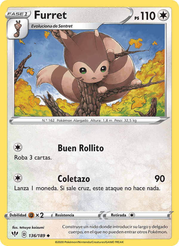 Furret, card 136 from Oscuridad Incandescente