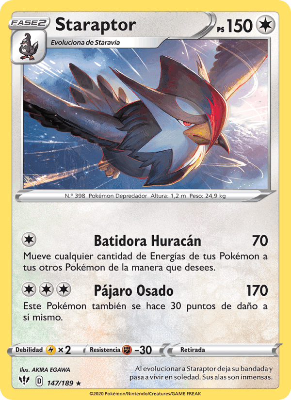 Staraptor, carta 147 de Oscuridad Incandescente