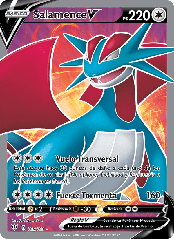 Salamence V, carta 185 de Oscuridad Incandescente