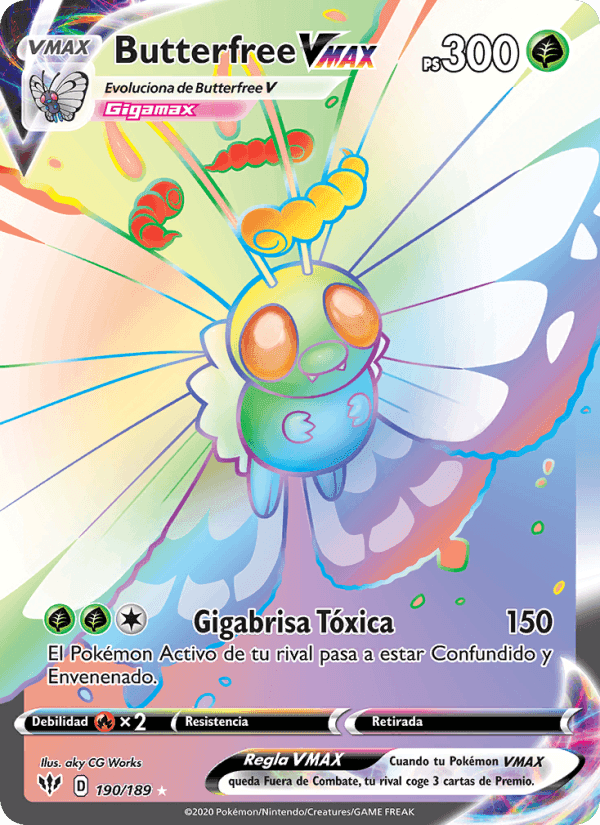 Butterfree VMAX, carta 190 de Oscuridad Incandescente