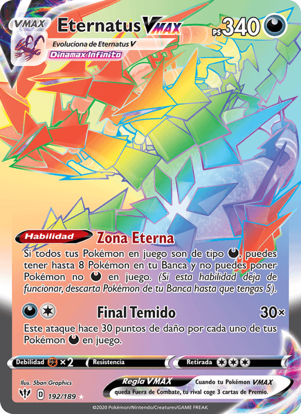 Eternatus VMAX, carta 192 de Oscuridad Incandescente