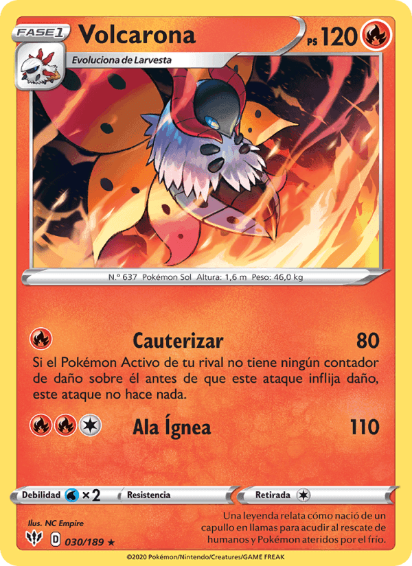 Volcarona, carta 30 de Oscuridad Incandescente