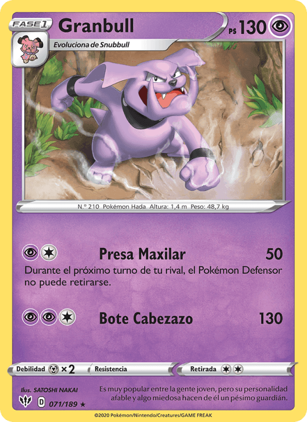 Granbull, carte 71 de Oscuridad Incandescente