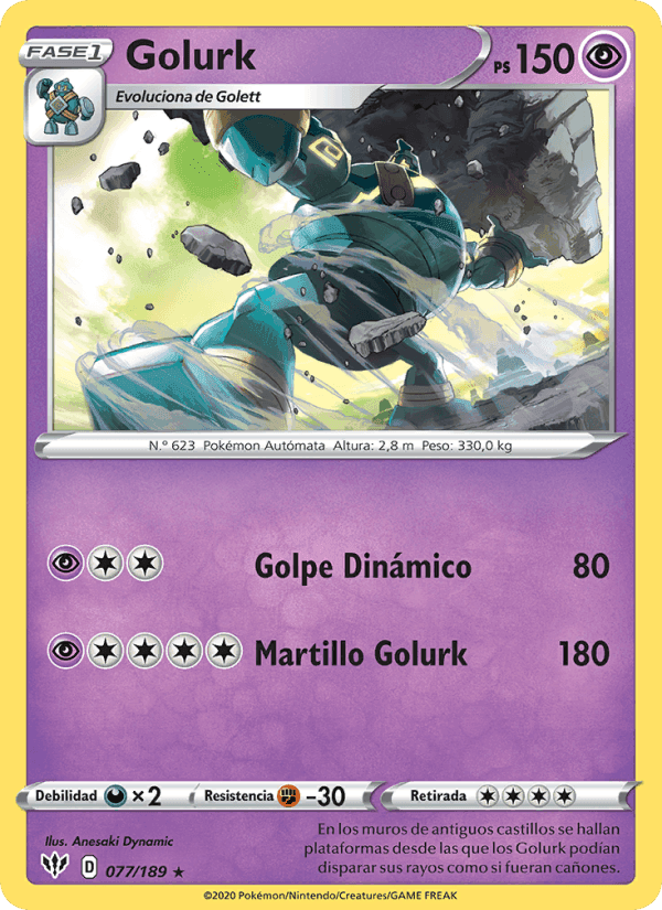 Golurk, carta 77 de Oscuridad Incandescente