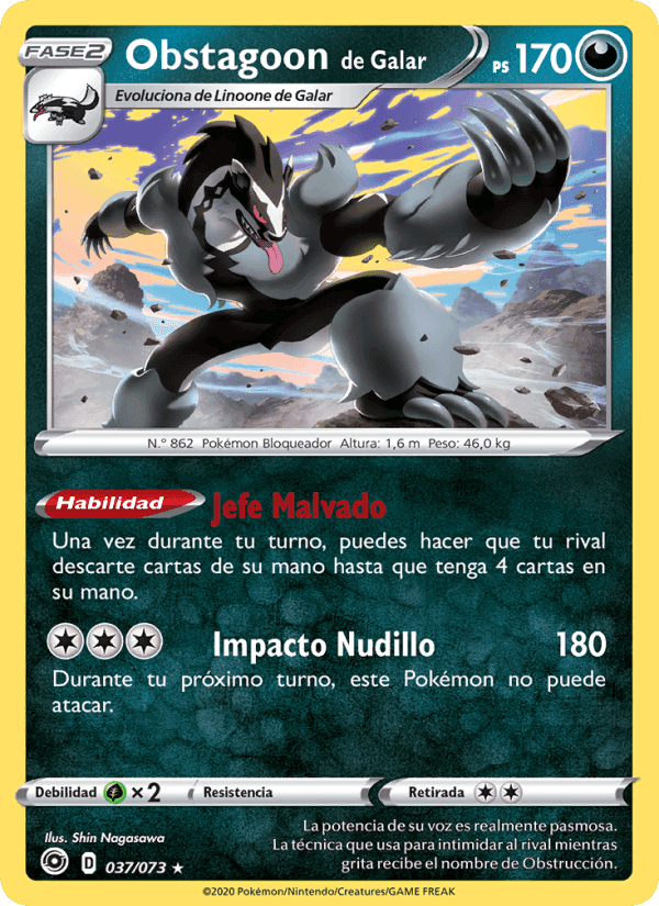 Obstagoon de Galar, carta 37 di Camino de Campeones