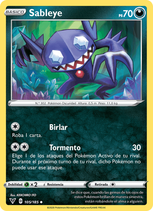 Sableye, card 105 from Voltaje Vívido