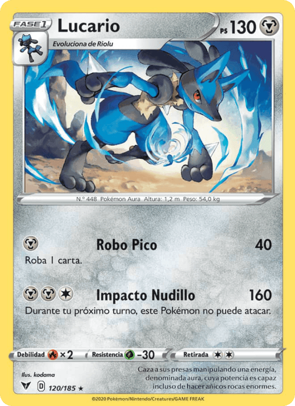 Lucario, carta 120 de Voltaje Vívido