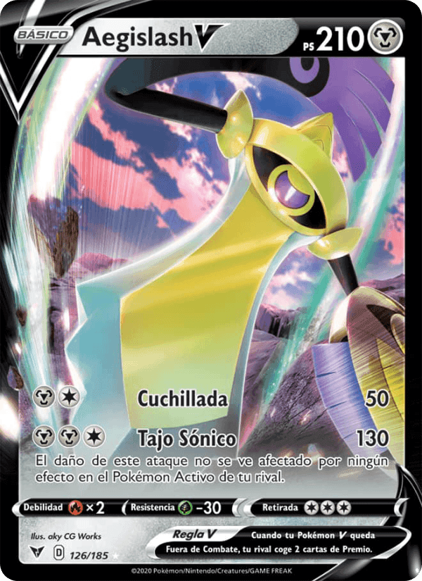 Aegislash V, carta 126 de Voltaje Vívido
