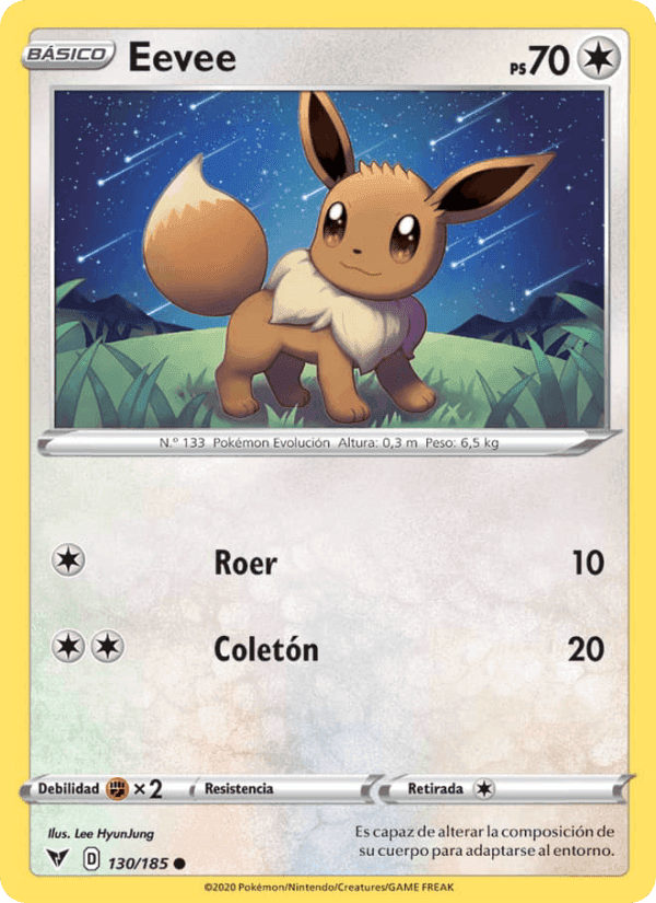 Eevee, carta 130 de Voltaje Vívido