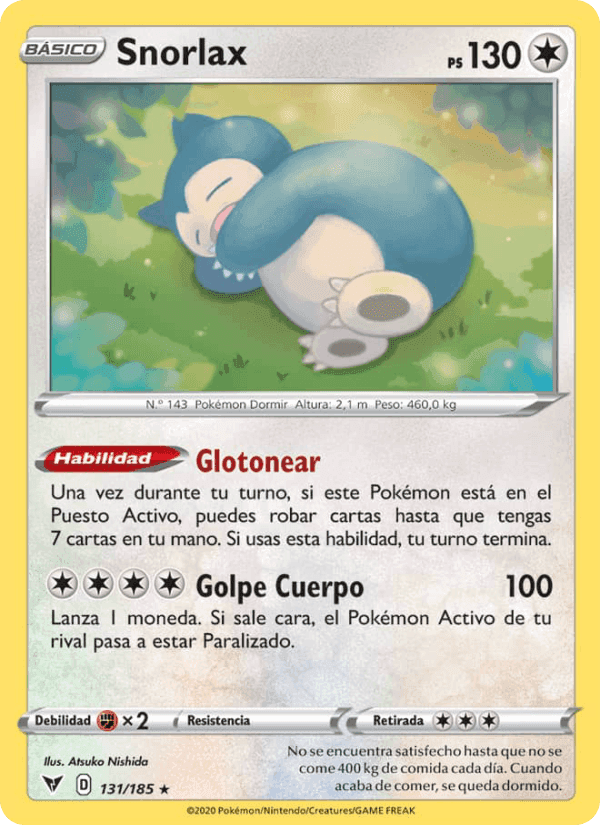 Snorlax, carta 131 de Voltaje Vívido