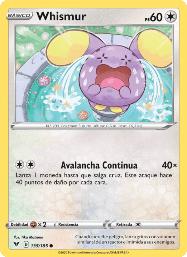 Whismur, carta 135 di Voltaje Vívido