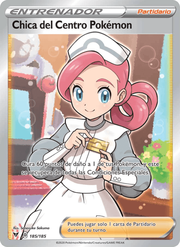 Chica del Centro Pokémon, carta 185 de Voltaje Vívido