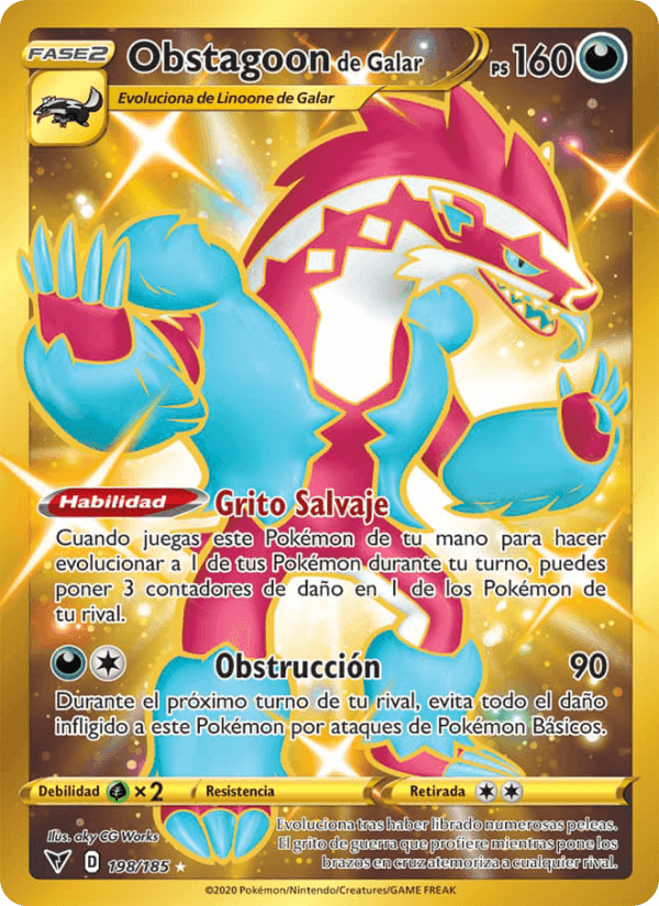 Obstagoon de Galar, carta 198 de Voltaje Vívido