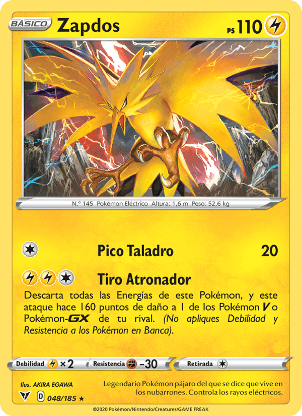 Zapdos, carta 48 de Voltaje Vívido