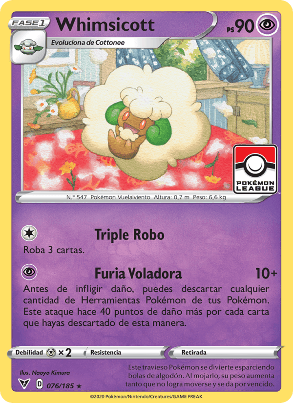 Whimsicott, card 76 from Voltaje Vívido