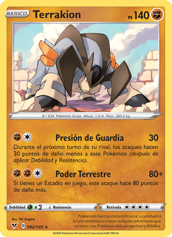 Terrakion, carta 92 de Voltaje Vívido