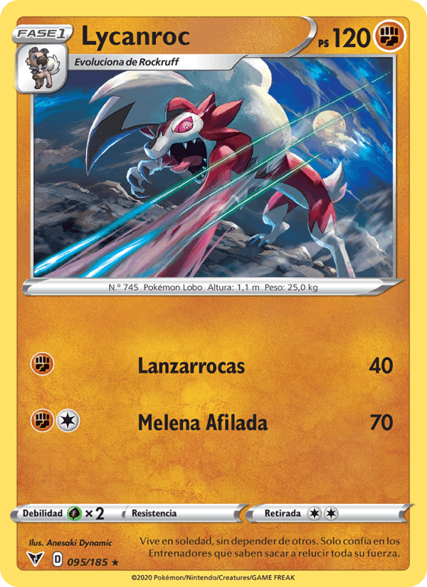 Lycanroc, carta 95 de Voltaje Vívido