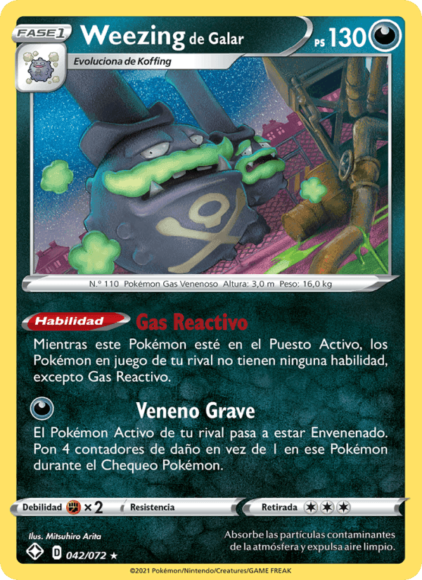Weezing de Galar, card 42 from Destinos Brillantes