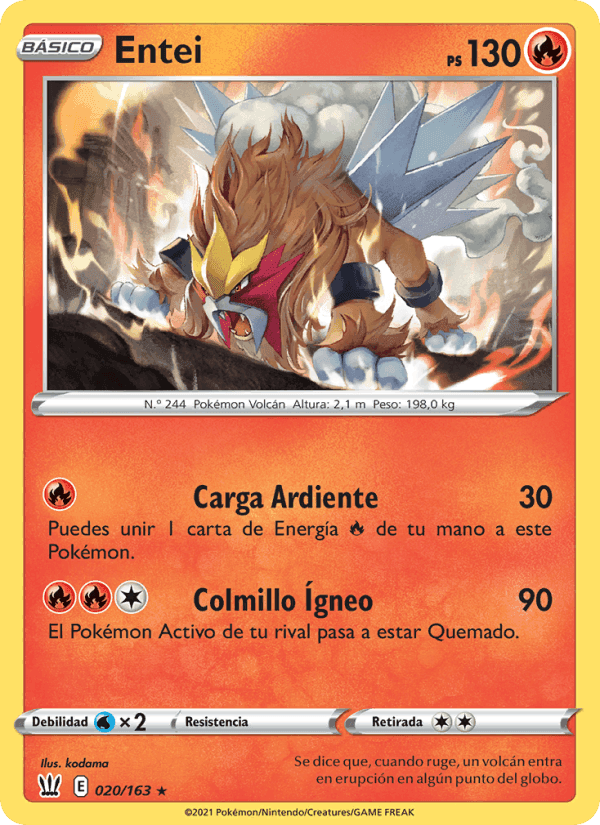 Entei, card 20 from Estilos de Combate