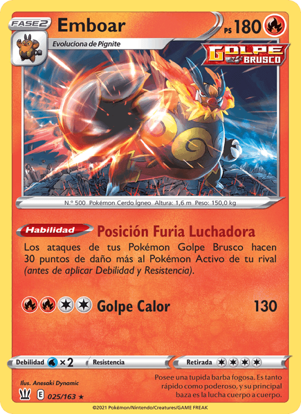 Emboar, carte 25 de Estilos de Combate