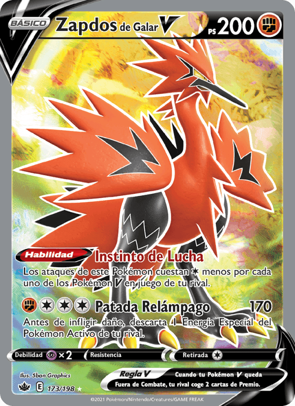 Zapdos de Galar V, card 173 from Reinado Escalofriante
