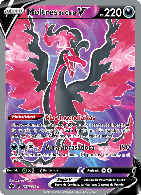 Moltres de Galar V, card 176 from Reinado Escalofriante