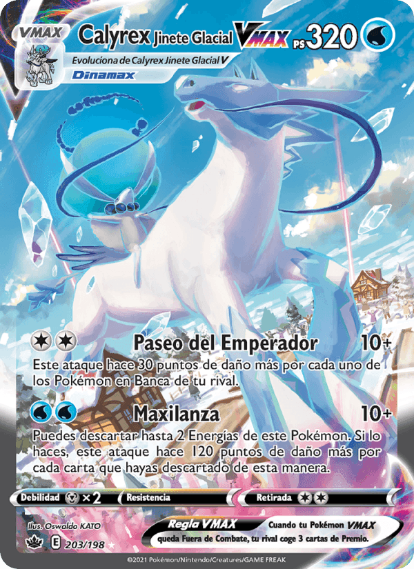 Calyrex Jinete Glacial VMAX, carta 203 di Reinado Escalofriante