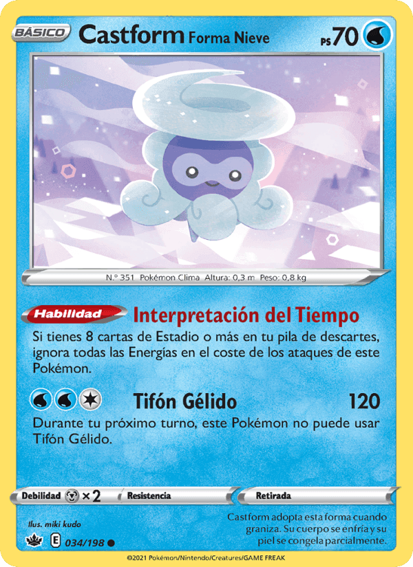 Castform Forma Nieve, carta 34 di Reinado Escalofriante