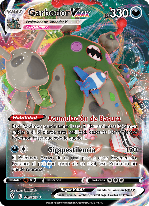Garbodor VMAX, carta 101 de Cielos Evolutivos