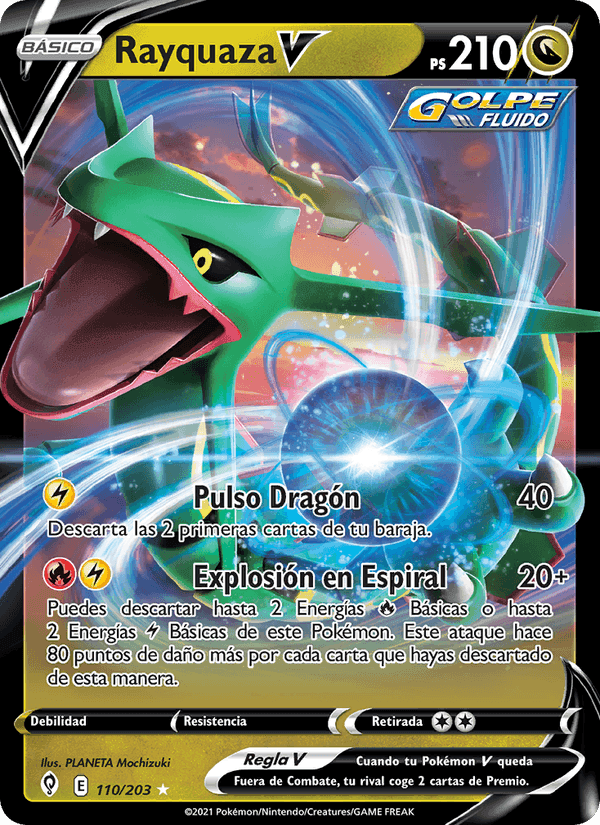 Rayquaza V, card 110 from Cielos Evolutivos