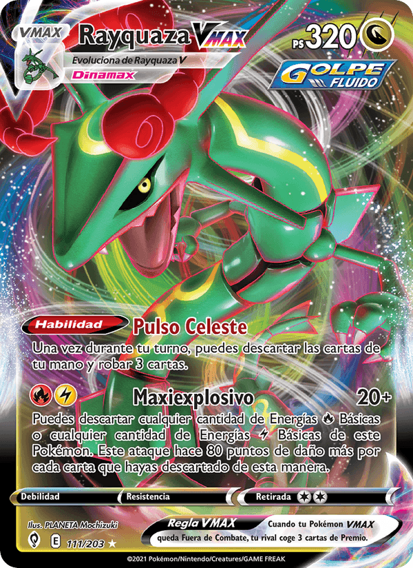 Rayquaza VMAX, carta 111 de Cielos Evolutivos