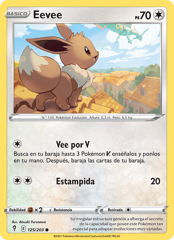 Eevee, carta 125 de Cielos Evolutivos