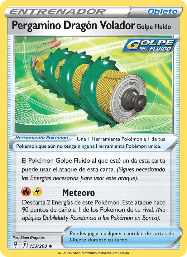 Pergamino Dragón Volador Golpe Fluido, carta 153 de Cielos Evolutivos