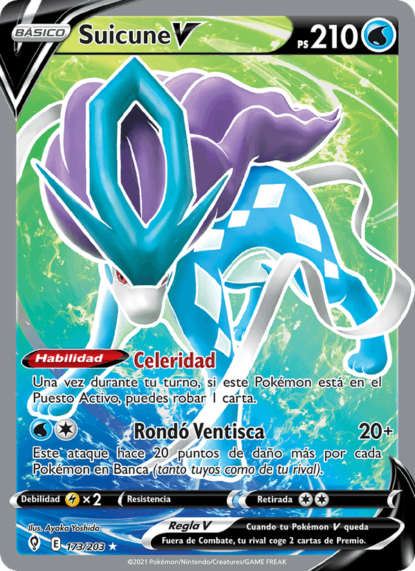Suicune V, carta 173 de Cielos Evolutivos