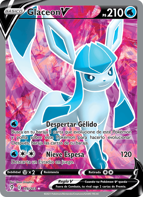 Glaceon V, card 174 from Cielos Evolutivos