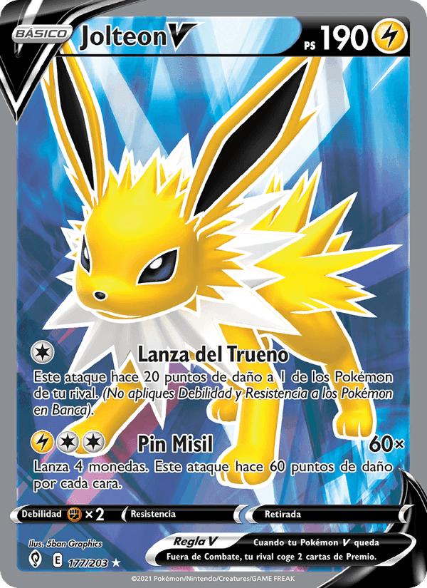 Jolteon V, card 177 from Cielos Evolutivos