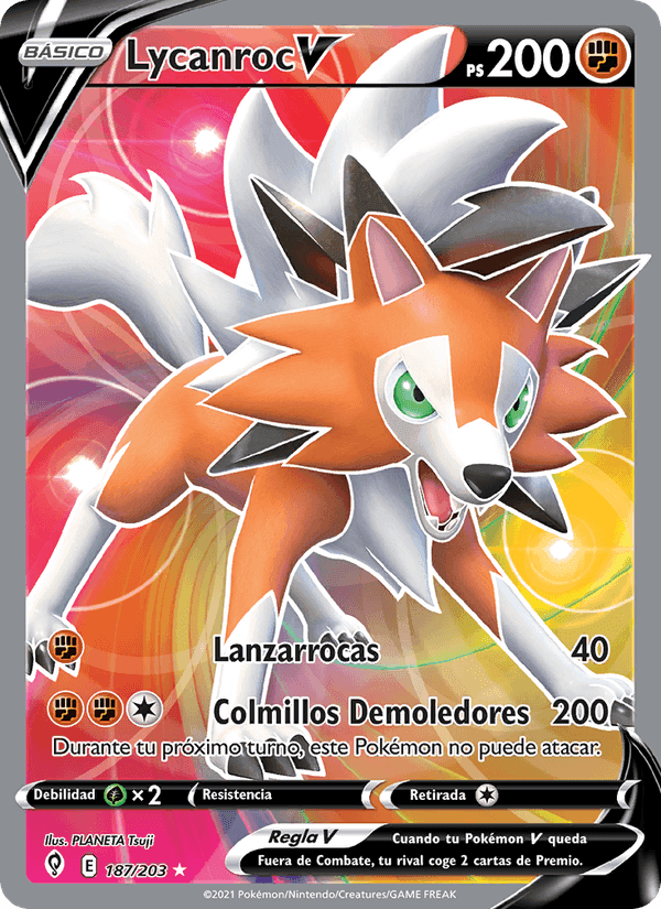 Lycanroc V, card 187 from Cielos Evolutivos
