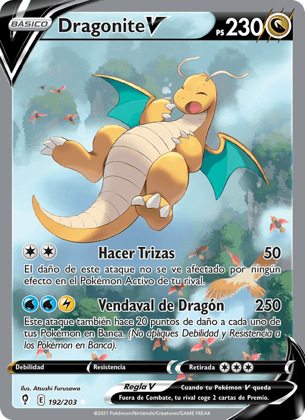 Dragonite V, card 192 from Cielos Evolutivos