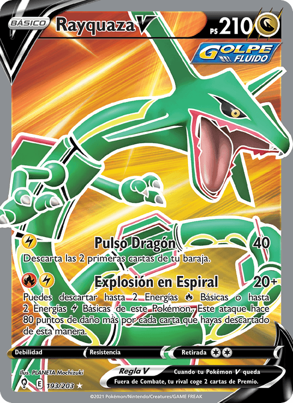 Rayquaza V, carta 193 de Cielos Evolutivos