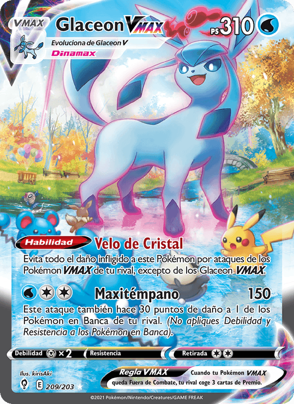Glaceon VMAX, card 209 from Cielos Evolutivos