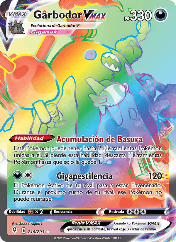 Garbodor VMAX, carta 216 de Cielos Evolutivos