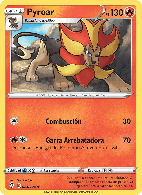 Pyroar, carta 23 de Cielos Evolutivos