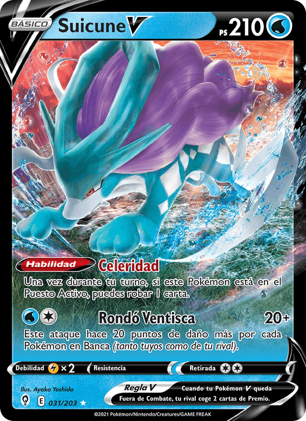 Suicune V, card 31 from Cielos Evolutivos