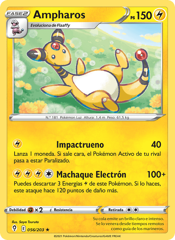 Ampharos, carta 56 de Cielos Evolutivos