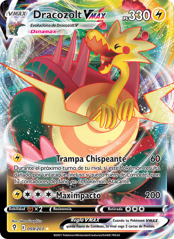 Dracozolt VMAX, card 59 from Cielos Evolutivos
